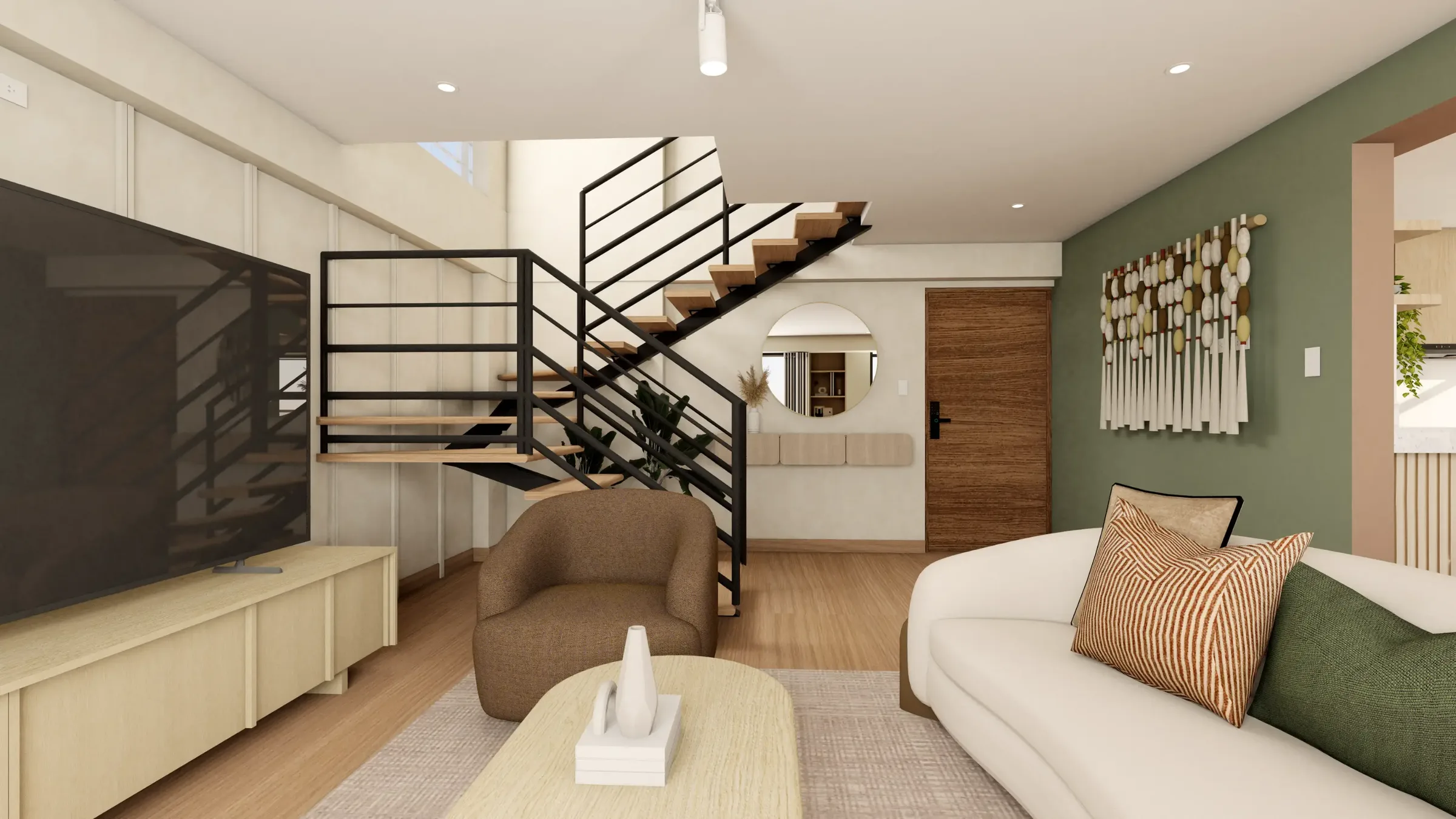 Ángulo sala con paleta tierra — Duplex Huancaro
