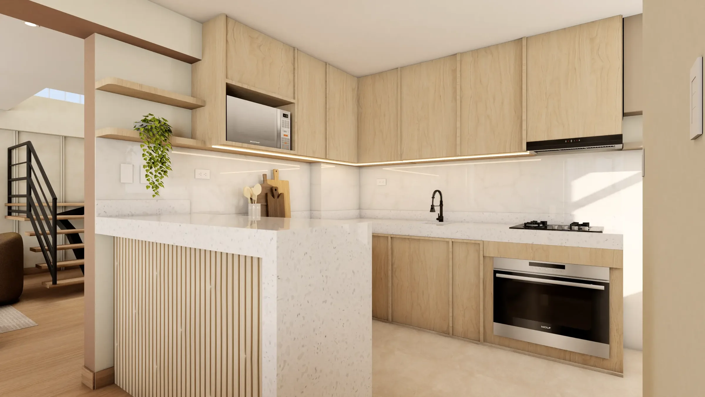 Ambiente sereno con tonos cálidos — Duplex Huancaro